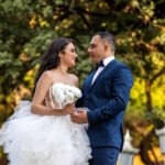 Professional wedding photography in beautiful Istanbul autumn featuring unique attire
